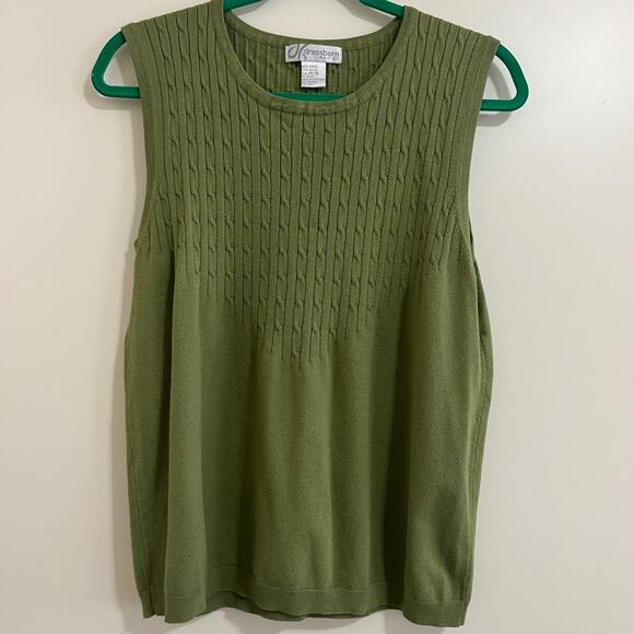 Cable Knit Womens Tank Top Sz 14-16 Sweater Vest Cottage Forest Timeless Capsule - Picture 1 of 6